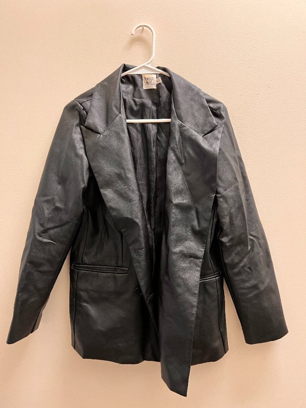 Princess Polly Black Faux Leather Oversized Blazer M/L